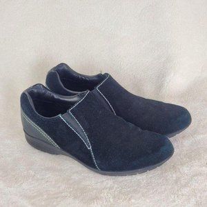 Cole Haan Black Suede Waterproof Leather Slip On Low Heels Wedge Comfort Shoes 7